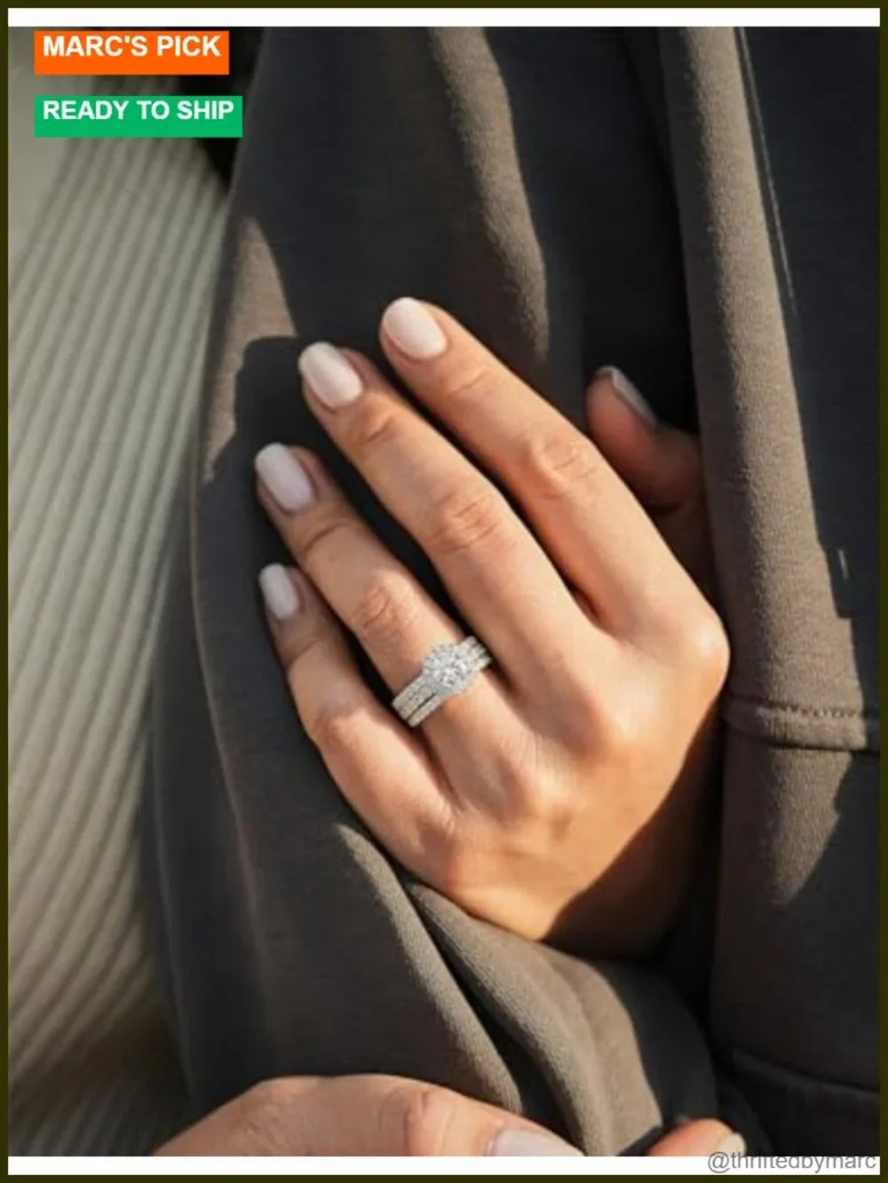 Moissanite Solitaire Engagement Ring Sterling Silver 18K White Gold Plated Halo